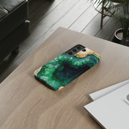 Green Geode in Watercolor - Impact Resistant Phone Case
